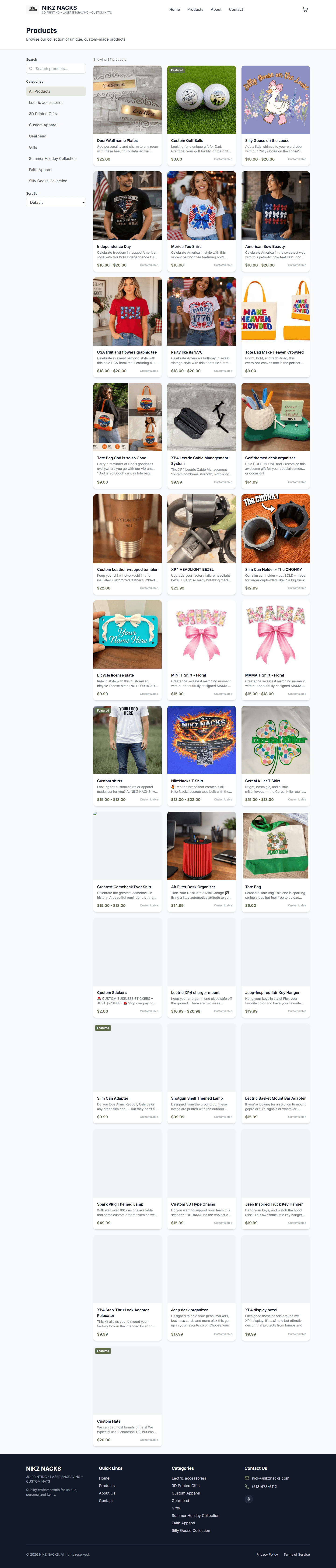 Nikz Nacks — E-Commerce Website